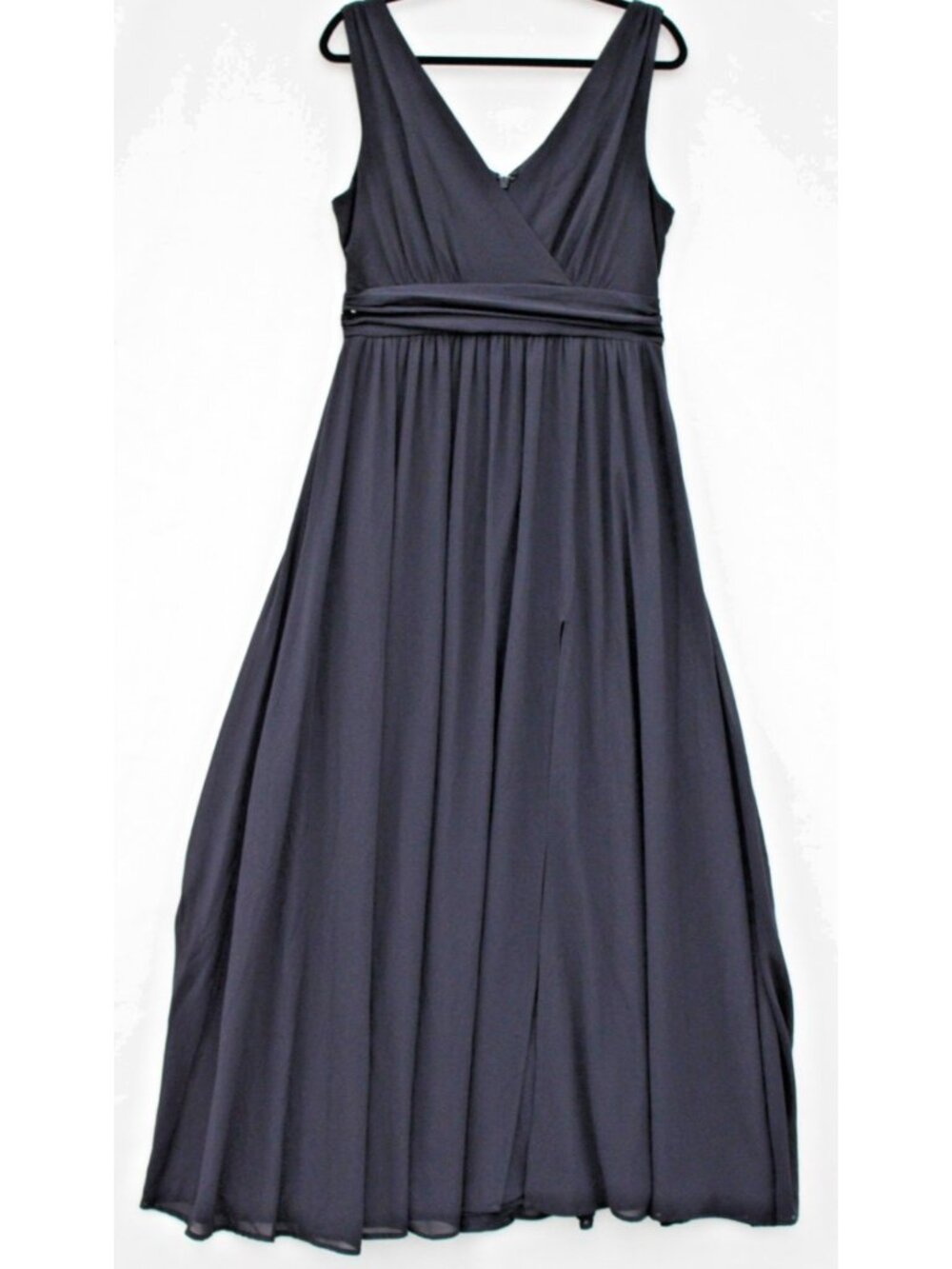 Lulus Women's Sleeveless Ruche A-Line Chiffon Maxi Formal Black Dress Size XL